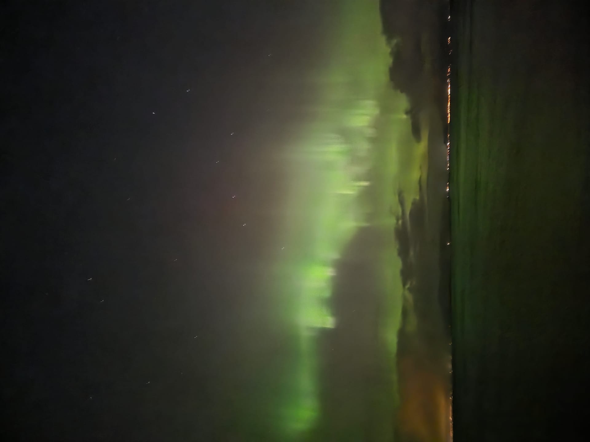 Green aurora over Reykjavík